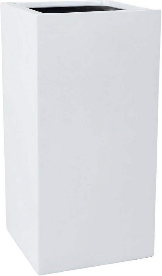 VIVANNO Pflanzkübel Blumenkübel Fiberglas "Block" Säule, Weiß Matt 40x40x80 cm von VIVANNO