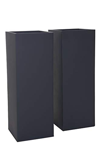 VIVANNO Pflanzkübel Blumenkübel Zink Metall Anthrazit 2er Set Block 100 von VIVANNO