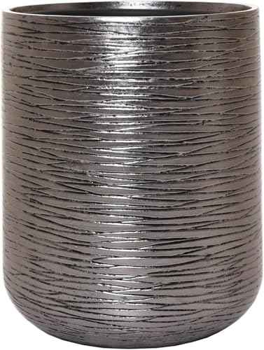 VIVANNO Pflanzkübel Blumentopf Fiberglas Silber Schwarz APERO 46x36 von VIVANNO