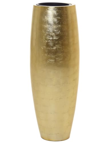 VIVANNO Pflanzkübel Bodenvase Fiberglas Magnum Gold Blatt-Optik Hochglanz - 100x29 von VIVANNO
