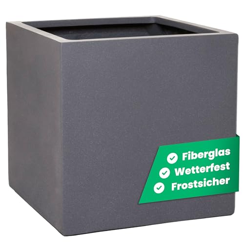 VIVANNO Pflanzkübel Fiberglas Block Frostsicher - 50x50x50 cm - Graphitgrau - Blumenkübel Quadratisch für Draußen und Drinnen VIVANNO Pflanzkübel Fiberglas Block Frostsicher - 50x50x50 cm - Graphitgrau - Blumenkübel Quadratisch für Draußen und Drinnen von VIVANNO