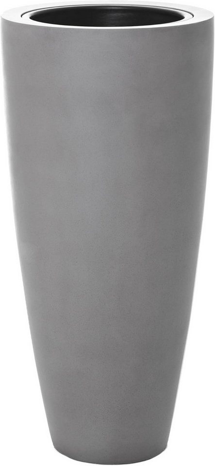 VIVANNO Pflanzkübel Fiberglas CITY Rund - Grau Beton-Design (1 St), 37x80 cm von VIVANNO