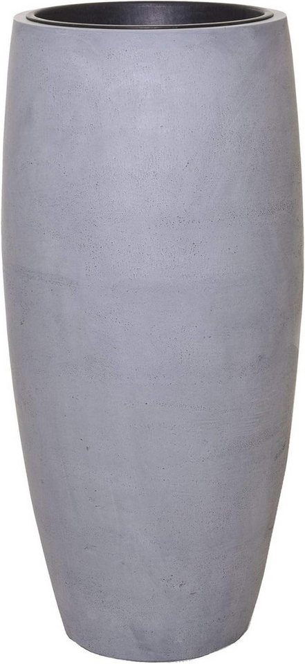 VIVANNO Pflanzkübel Fiberglas OPUS Rund - Grau Beton-Design (1 St), 37x80 cm von VIVANNO