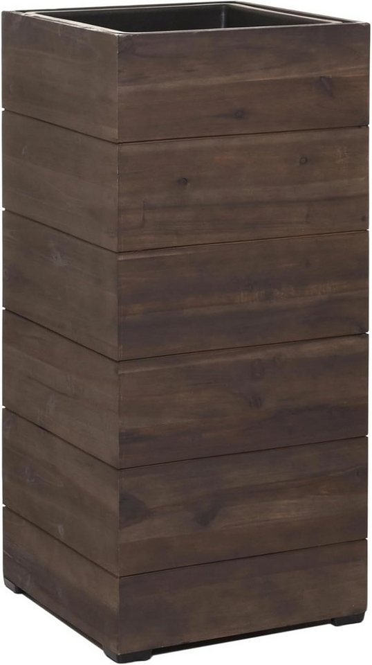 VIVANNO Pflanzkübel Holz BLOCK Säule - Braun Maserung (1 St), 32x32x75 cm von VIVANNO