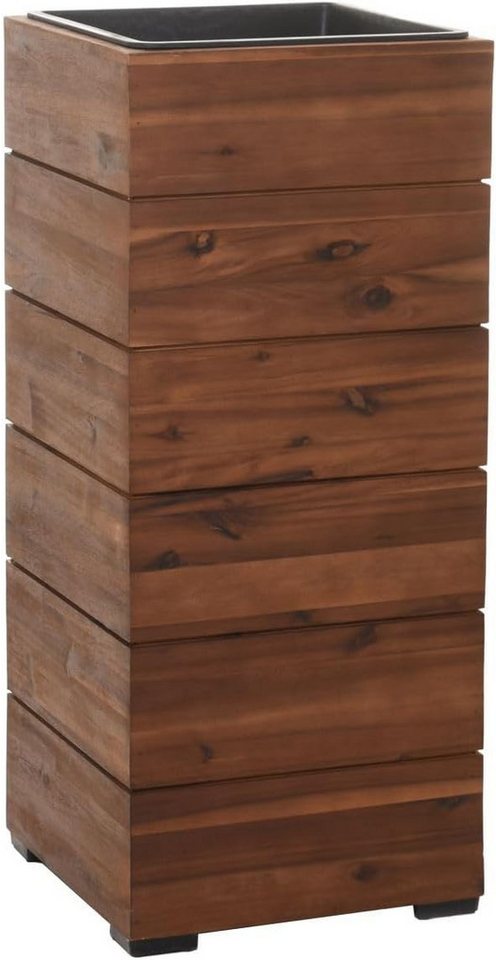 VIVANNO Pflanzkübel Holz BLOCK Säule - Braun Gestreift (1 St), 32x32x75 cm von VIVANNO