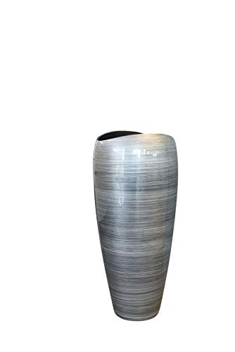 VIVANNO Pflanzkübel Pflanzgefäß Bodenvase exklusiv Deluxe Silber Schwarz Hochglanz 100 x 45 cm von VIVANNO