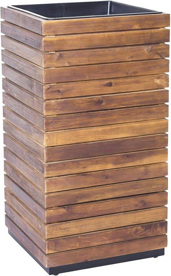 VIVANNO Pflanzkübel Holz BLOCK Säule, Braun Gestreift 43x43x80 cm von VIVANNO