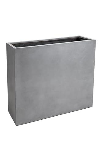 VIVANNO Pflanzkübel Raumteiler Sichtschutz auf Rollen Fiberglas ELEMENTO - Beton-Design Grau von VIVANNO