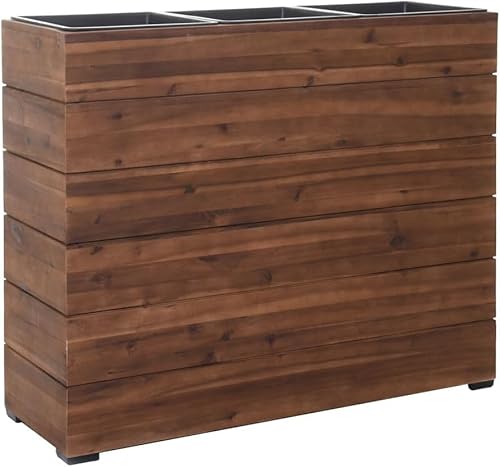 VIVANNO Pflanzkübel Sichtschutz Holz ELEMENTO Braun mit Einsätzen - 93x33x75 von VIVANNO