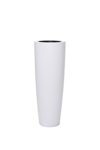 Vivanno Pflanzkübel exklusiv Fiberglas PILA weiß matt (37x 100 cm) von Vivanno