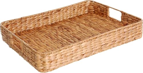 VIVANNO Tablett Wasserhyazinthe 50x40cm - Handgeflochtenes Serviertablett Tim, Vielseitig Verwendbar, Naturmaterial von VIVANNO