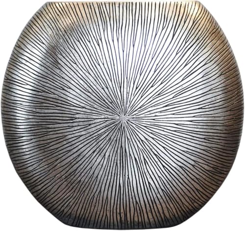 VIVANNO Vase Deko Bodenvase Dekoration Fiberglas ATENA 50 x 55 x 18 cm Silber Schwarz von VIVANNO