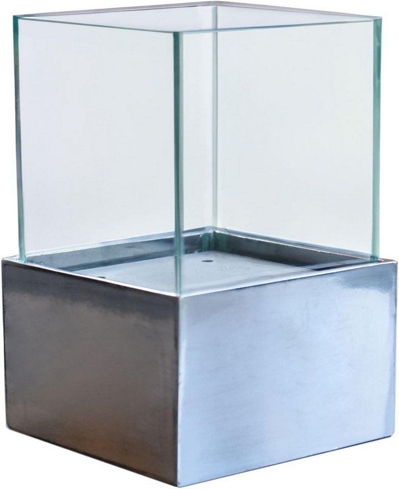 VIVANNO Windlicht Deko- Kerzenhalter Viereckig CANDELITA - Silber Metallic 20x20x29 cm von VIVANNO