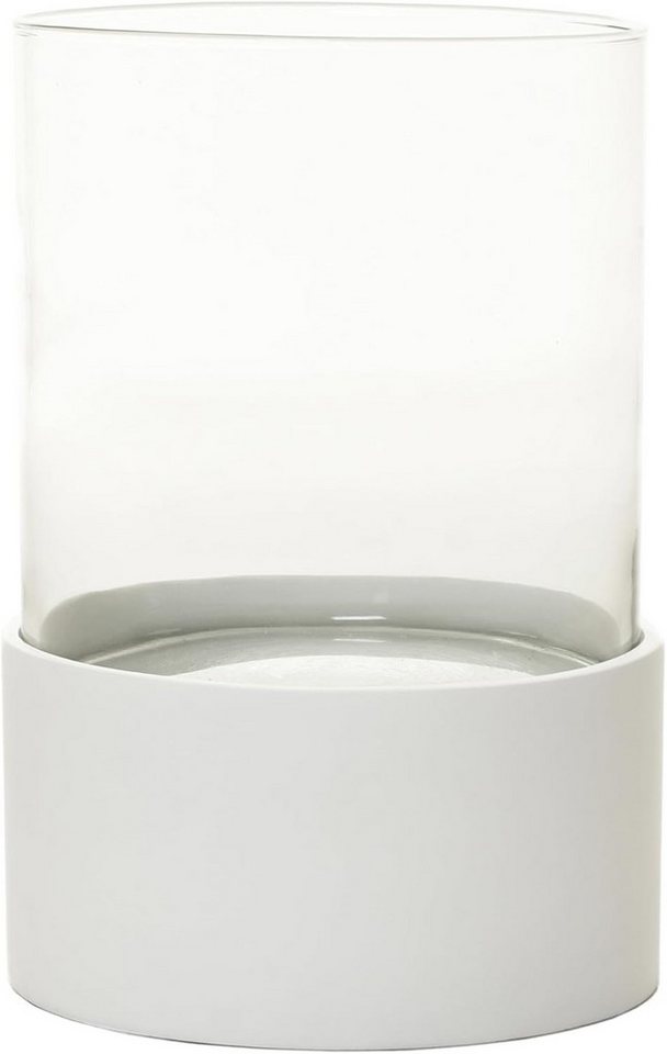 VIVANNO Windlicht Fiberglas CANDIRA Rund - Weiß Matt (1 St), 20x28 cm von VIVANNO