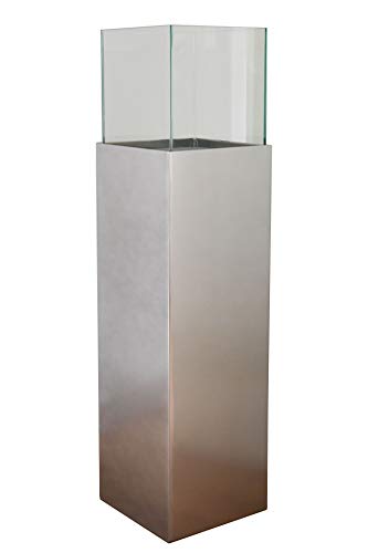 VIVANNO Windlicht-Säule Kerzenständer Deko-Laterne Candela Silber Metallic 100 cm hoch von VIVANNO