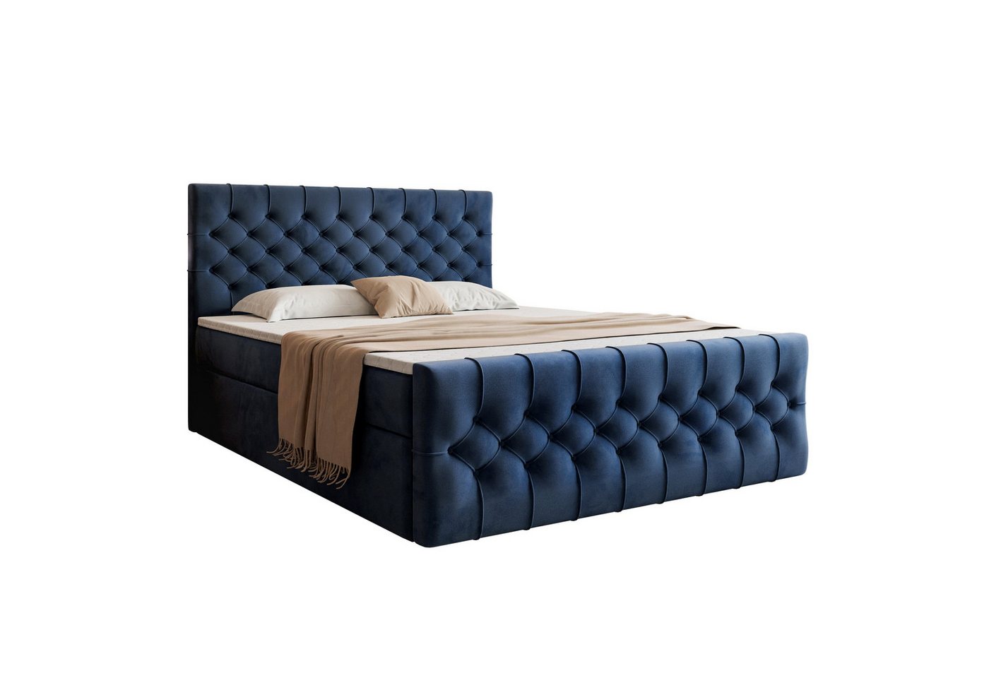 VIVENTE Möbel Boxspringbett OXFORD eleganter Samt Bezugstoff MAGIC VELVET Chesterfield Steppung (Breiten 120/140/160/180/200 cm), Polsterbett mit Bettkasten und Topper VIVENTE Möbel Boxspringbett OXFORD eleganter Samt Bezugstoff MAGIC VELVET Chesterfield Steppung (Breiten 120/140/160/180/200 cm), Polsterbett mit Bettkasten und Topper von VIVENTE Möbel