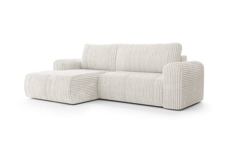 VIVENTE Möbel Ecksofa BERI im kuschelligem CORD Stoff mit Schlaffunktion u. Bettkasten, mit Bettkasten von VIVENTE Möbel