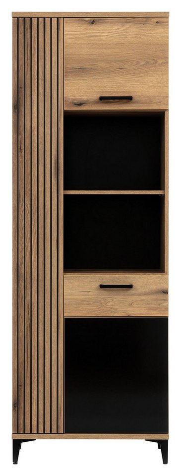 VIVENTE Möbel Hochschrank Hochschrank ARIS Eiche / schwarz Hochglanz, 3 Türen VIVENTE Möbel Hochschrank Hochschrank ARIS Eiche / schwarz Hochglanz, 3 Türen von VIVENTE Möbel