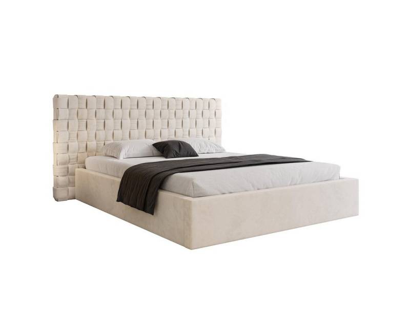 VIVENTE Möbel Polsterbett CASCADA elegantem Samt Bezugstoff MAGIC VELVET, Lattenrost 32 Lamellen (Breiten 120/140/160/180/200 cm), mit großem Bettkasten in versch. Breiten und Farben von VIVENTE Möbel