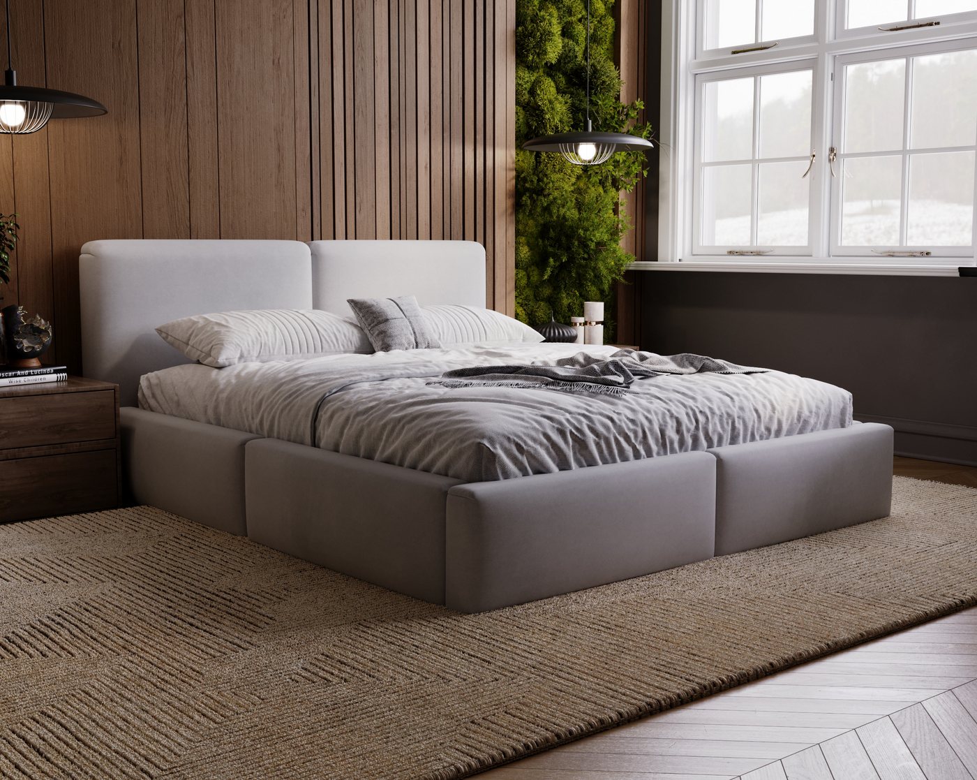 VIVENTE Möbel Polsterbett LIVORNO Samt Stoff MAGIC VELVET Bettkasten Lattenrost 32 Lamellen, mit großem Bettkasten in versch. Breiten und Farben von VIVENTE Möbel