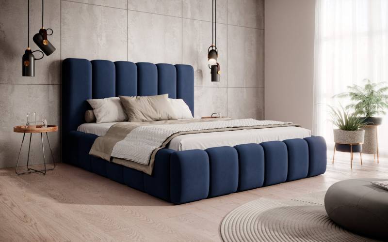 VIVENTE Möbel Polsterbett MONOLITH Samt Stoff MAGIC VELVET Bettkasten Lattenrost 32 Lamellen (Breiten 140/160/180/200 cm), mit großem Bettkasten in versch. Breiten und Farben von VIVENTE Möbel