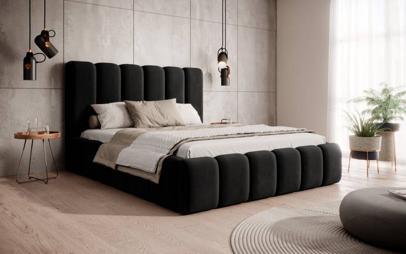 VIVENTE Möbel Polsterbett MONOLITH Samt Stoff MAGIC VELVET Bettkasten Lattenrost 32 Lamellen (Breiten 140/160/180/200 cm), mit großem Bettkasten in versch. Breiten und Farben von VIVENTE Möbel