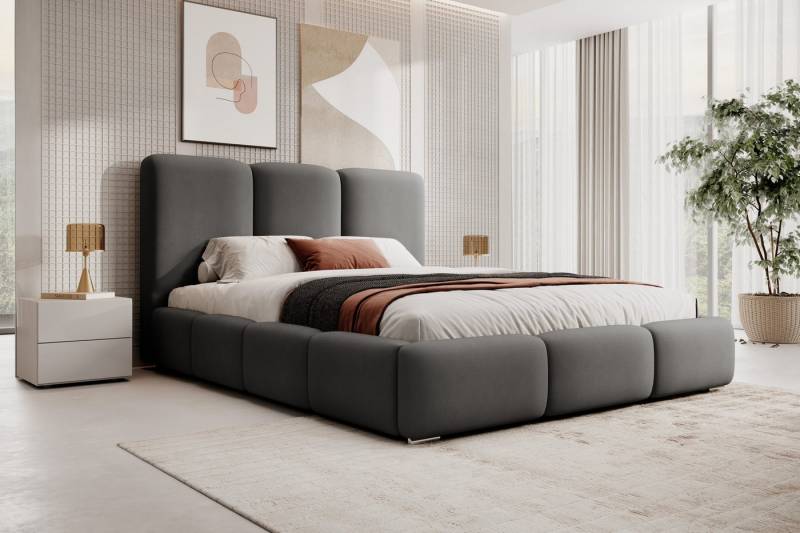 VIVENTE Möbel Polsterbett NAXOS Samt Bezugstoff MAGIC VELVET, Bettkasten Lattenrost 32 Lamellen (wahlweise Holz- oder Metallrahmen Lattenrost, 32 Lamellen), mit großem Bettkasten in versch. Breiten und Farben von VIVENTE Möbel