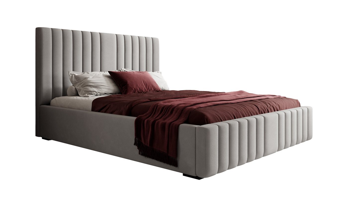 VIVENTE Möbel Polsterbett NAXOS Samt Bezugstoff MAGIC VELVET, Bettkasten Lattenrost 32 Lamellen (wahlweise Holz- oder Metallrahmen Lattenrost, 32 Lamellen), mit großem Bettkasten in versch. Breiten und Farben von VIVENTE Möbel