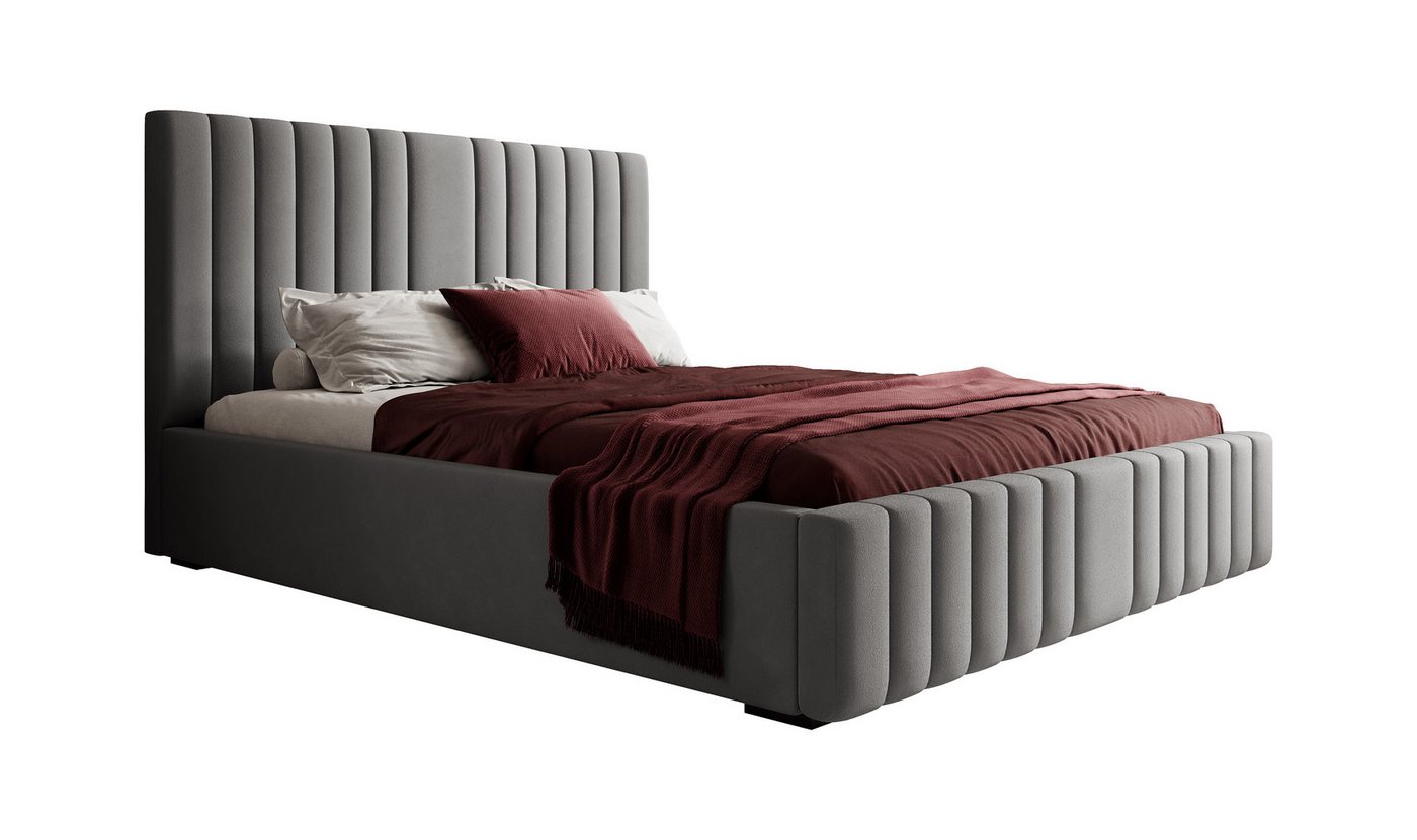 VIVENTE Möbel Polsterbett NAXOS Samt Bezugstoff MAGIC VELVET, Bettkasten Lattenrost 32 Lamellen (wahlweise Holz- oder Metallrahmen Lattenrost, 32 Lamellen), mit großem Bettkasten in versch. Breiten und Farben von VIVENTE Möbel