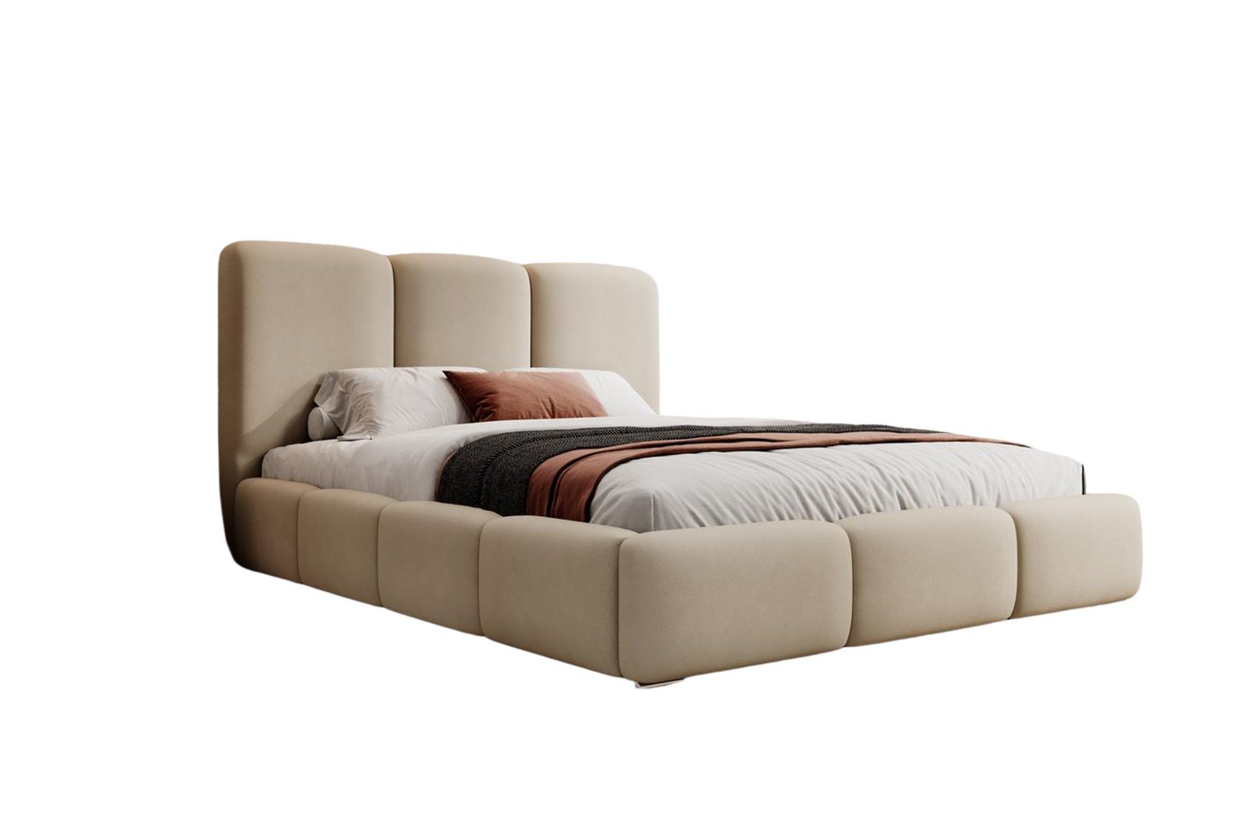 VIVENTE Möbel Polsterbett NIZZA Samt Bezugstoff MAGIC VELVET, Bettkasten Lattenrost 32 Lamellen (wahlweise Holz- oder Metallrahmen Lattenrost, 32 Lamellen), mit großem Bettkasten in versch. Breiten und Farben von VIVENTE Möbel