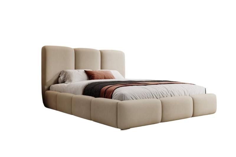 VIVENTE Möbel Polsterbett NIZZA Samt Bezugstoff MAGIC VELVET, Bettkasten Lattenrost 32 Lamellen (wahlweise Holz- oder Metallrahmen Lattenrost, 32 Lamellen), mit großem Bettkasten in versch. Breiten und Farben von VIVENTE Möbel