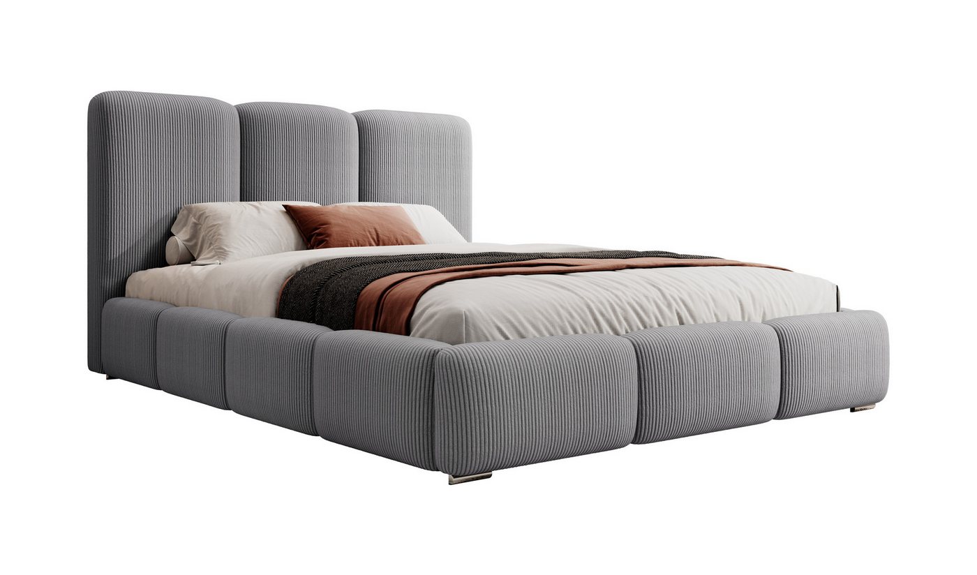 VIVENTE Möbel Polsterbett NIZZA im Cord Bezufgstoff LINCOLN, Bettkasten Lattenrost 32 Lamellen (wahlweise Holz- oder Metallrahmen Lattenrost, 32 Lamellen), mit großem Bettkasten in versch. Breiten und Farben von VIVENTE Möbel