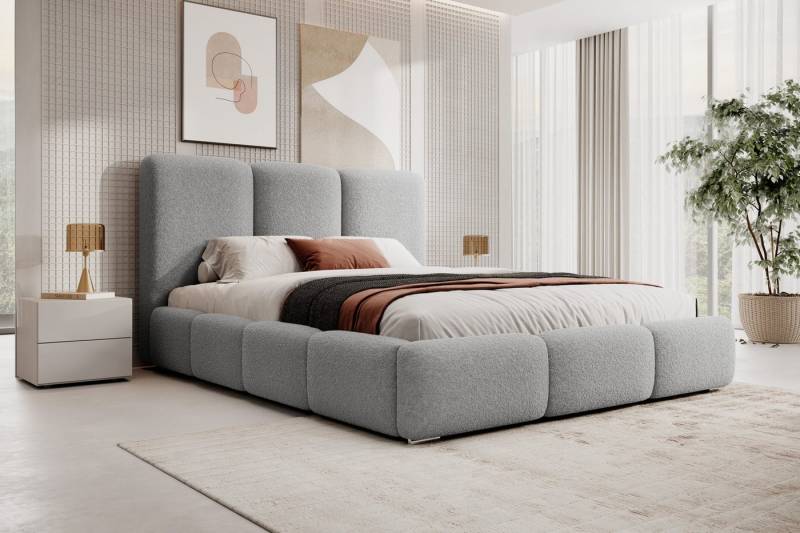 VIVENTE Möbel Polsterbett NIZZA im Kuschelstoff NOW OR NEVER, Bettkasten Lattenrost 32 Lamellen (wahlweise Holz- oder Metallrahmen Lattenrost, 32 Lamellen), mit großem Bettkasten in versch. Breiten und Farben von VIVENTE Möbel