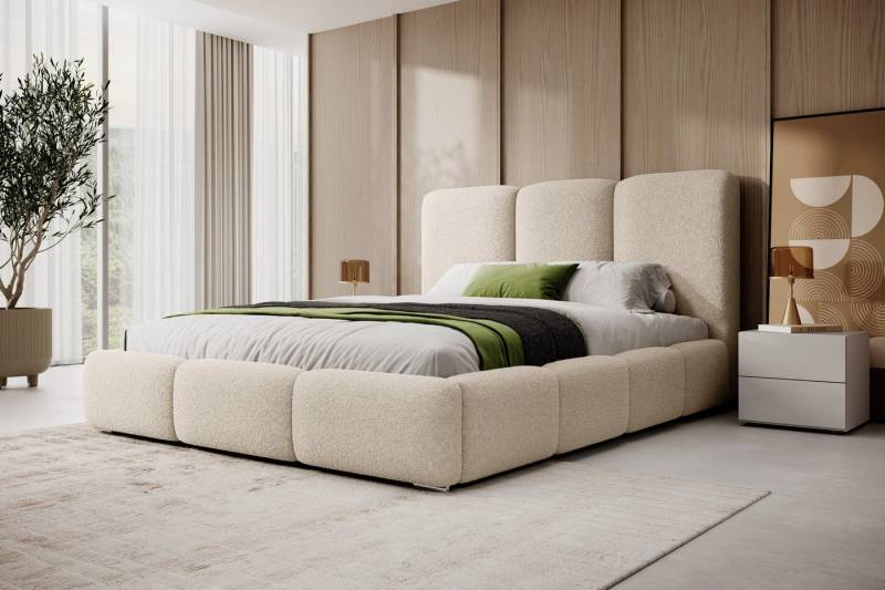 VIVENTE Möbel Polsterbett NIZZA im Kuschelstoff NOW OR NEVER, Bettkasten Lattenrost 32 Lamellen (wahlweise Holz- oder Metallrahmen Lattenrost, 32 Lamellen), mit großem Bettkasten in versch. Breiten und Farben von VIVENTE Möbel