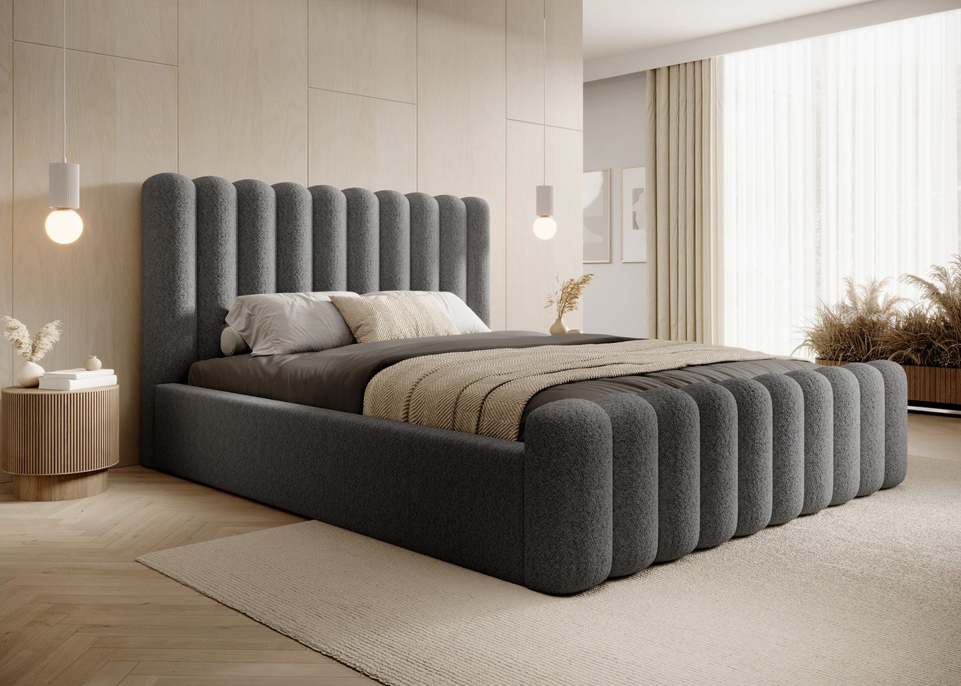 VIVENTE Möbel Polsterbett PATRAS kuscheliger ABRIAMO Bezugstoff Bettkasten und Lattenrost, mit großem Bettkasten in versch. Breiten und Farben von VIVENTE Möbel
