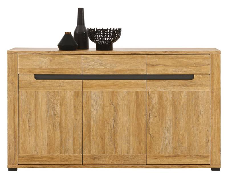 VIVENTE Möbel Sideboard YORK Eiche / anthrazit hochwert. Massivholzoptik 3 Türen 3 Schubkästen von VIVENTE Möbel