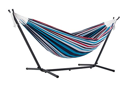 Vivere, Denim Double Cotton Hammock with Space-Saving Steel Stand including carrying bag von VIVERE