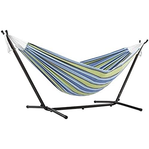 Vivere, Oasis Double Cotton Hammock with Space-Saving Steel Stand including carrying bag von VIVERE