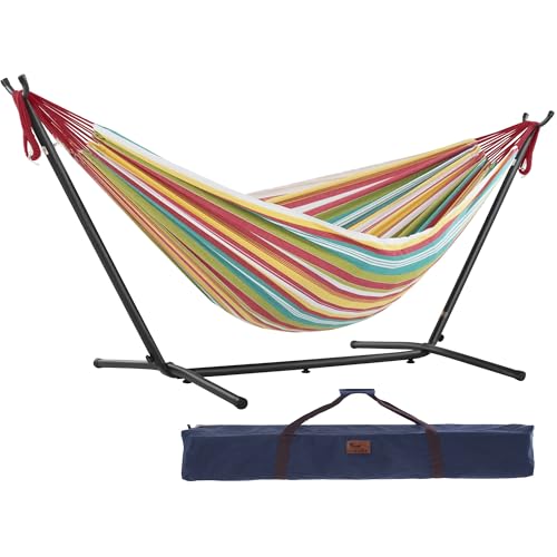 Vivere Doppel Baumwolle Hängematte mit Hängemattengestell 250 cm, Salsa von Vivere