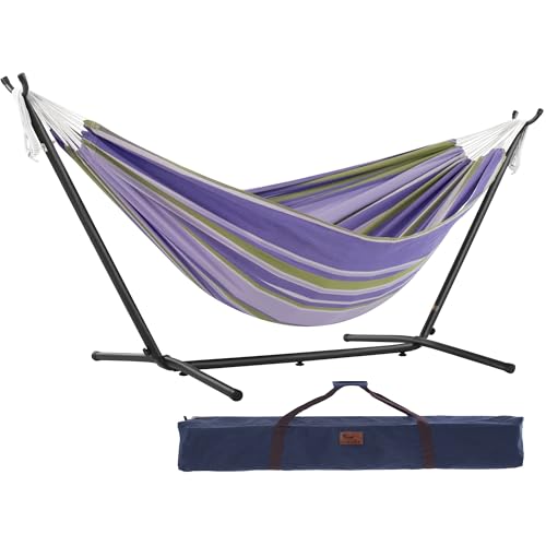Vivere Doppel Baumwolle Hängematte mit Hängemattengestell 250 cm, Tranquility von Vivere