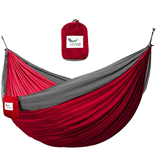 Vivere PAR253 Hängematte Nylon Doppel, Crimson/Holzkohle von Vivere