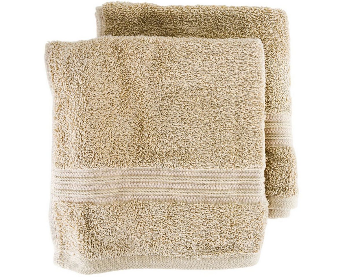 VIVESS Handtücher Doppelpack 50 x 100 cm 2er Set Handtücher mit Bordüre 100 % Baumwolle, (2-St), mit Aufhängung von VIVESS