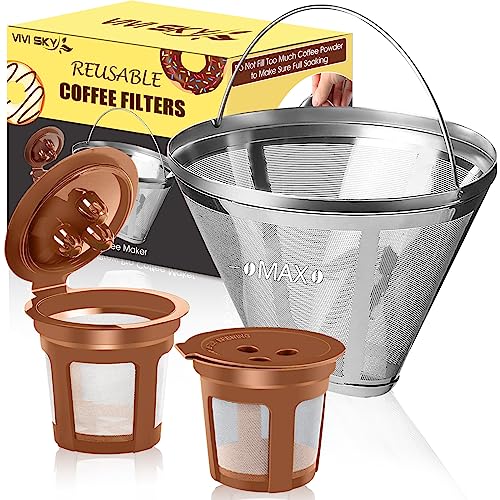 VIVI SKY Wiederverwendbarer Kaffeefilter für Ninja-Kaffeemaschine, Kegel-Kaffeefilter #4 für Ninja Dual Brew Pro Ninja Kaffeezubehör VIVI SKY Wiederverwendbarer Kaffeefilter für Ninja-Kaffeemaschine, Kegel-Kaffeefilter #4 für Ninja Dual Brew Pro Ninja Kaffeezubehör von VIVI SKY