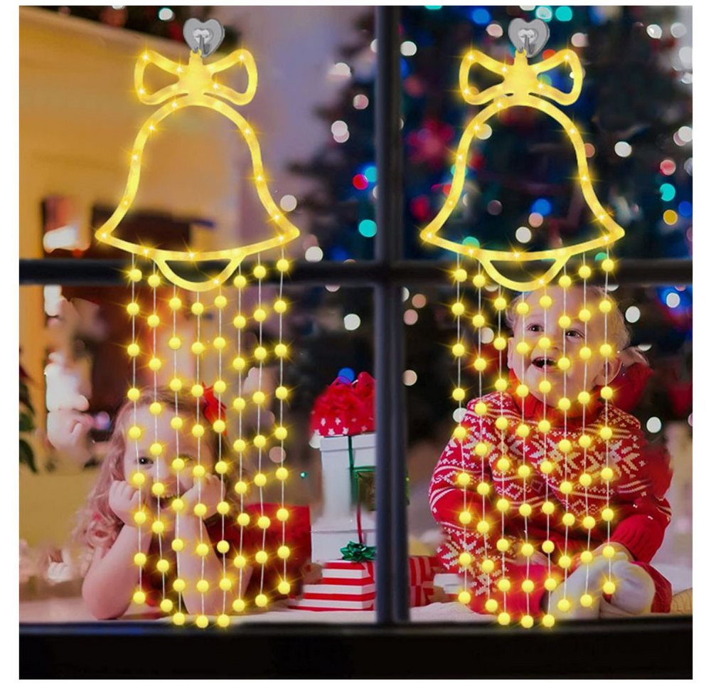 VIVIHEYDAY Beleuchtetes Fensterbild Glocken Weihnachtsdeko Mit Timer, 100 Warmweiß LED Fenster Beleuchtung, Lichterketten 8 Modi Batteriebetrieben Deko für Weihnachten, Party von VIVIHEYDAY