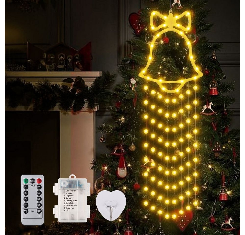 VIVIHEYDAY Beleuchtetes Fensterbild Glocken Weihnachtsdeko Mit Timer, 100 Warmweiß LED Fenster Beleuchtung, Lichterketten 8 Modi Batteriebetrieben Deko für Weihnachten, Party VIVIHEYDAY Beleuchtetes Fensterbild Glocken Weihnachtsdeko Mit Timer, 100 Warmweiß LED Fenster Beleuchtung, Lichterketten 8 Modi Batteriebetrieben Deko für Weihnachten, Party von VIVIHEYDAY