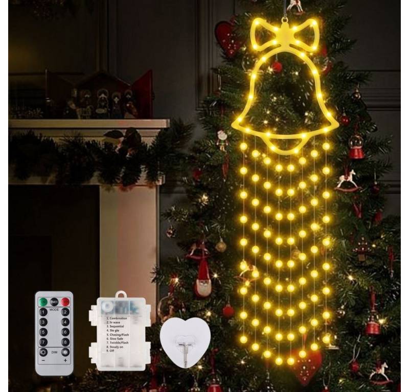 VIVIHEYDAY Beleuchtetes Fensterbild Glocken Weihnachtsdeko Mit Timer, 100 Warmweiß LED Fenster Beleuchtung, Lichterketten 8 Modi Batteriebetrieben Deko für Weihnachten, Party von VIVIHEYDAY