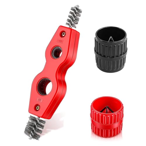VIVIIHOO 3 Stück Kupferrohr Entgrater Set - Rohrentgrater & Kupferrohr Reiniger für PVC- & Stahlrohre, Innen & Außen Entgrater Rohr inkl. Rohrverlängerungsbürste, Effizientes Entgraten-Werkzeug von VIVIIHOO