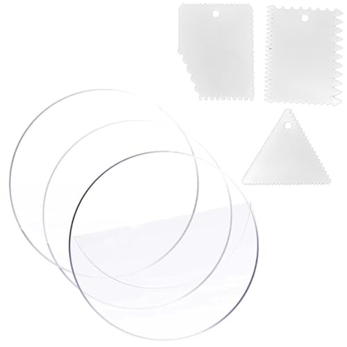 VIVIIHOO 3er Set Tortenunterlage Rund aus Acrylscheiben - Kuchenplatte Transparente Tortenunterlagen mit Kuchenschaber für Mehrschichtige Torten und Kuchen-Präsentationen von VIVIIHOO