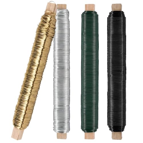 VIVIIHOO 4 Stück 38m Langer Basteldraht, lackierter Rostschutz-Bindedraht – hochwertiger Blumendraht zum Basteln – Gartendraht zum Verbinden von Blumen und Pflanzen, Ø 0,5 mm (Mehrfarbig) von VIVIIHOO