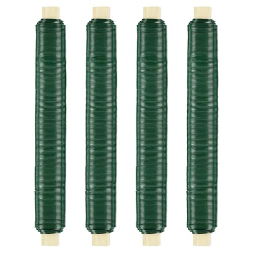 VIVIIHOO 4 Stück 38m Langer Basteldraht, lackierter Rostschutz-Bindedraht – hochwertiger Blumendraht zum Basteln – Gartendraht zum Verbinden von Blumen und Pflanzen, Ø 0,5 mm (green) von VIVIIHOO